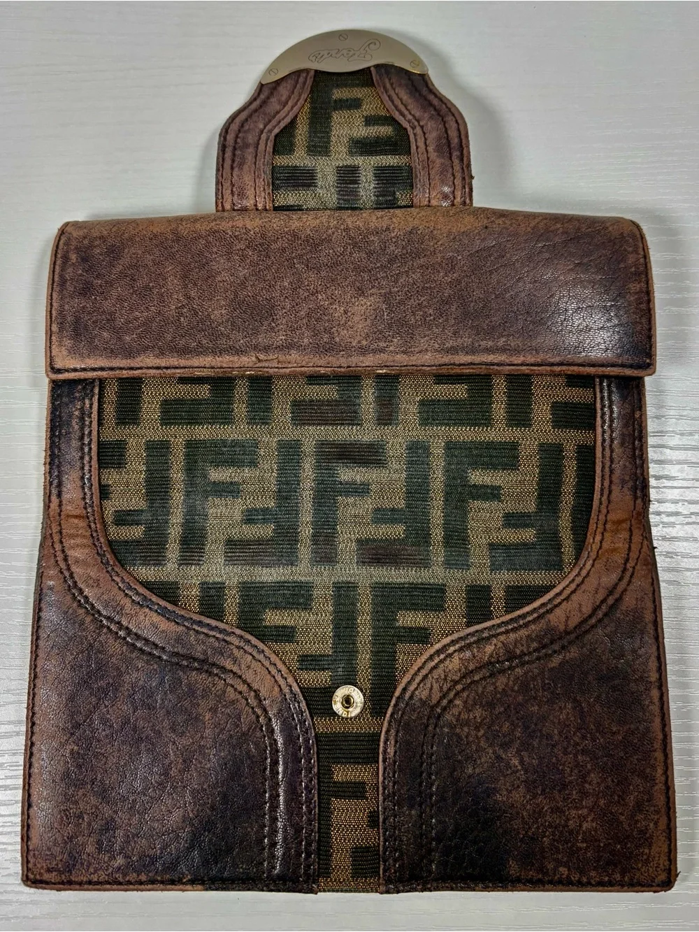 Fendi Zucca Crescent Logo  Wallet